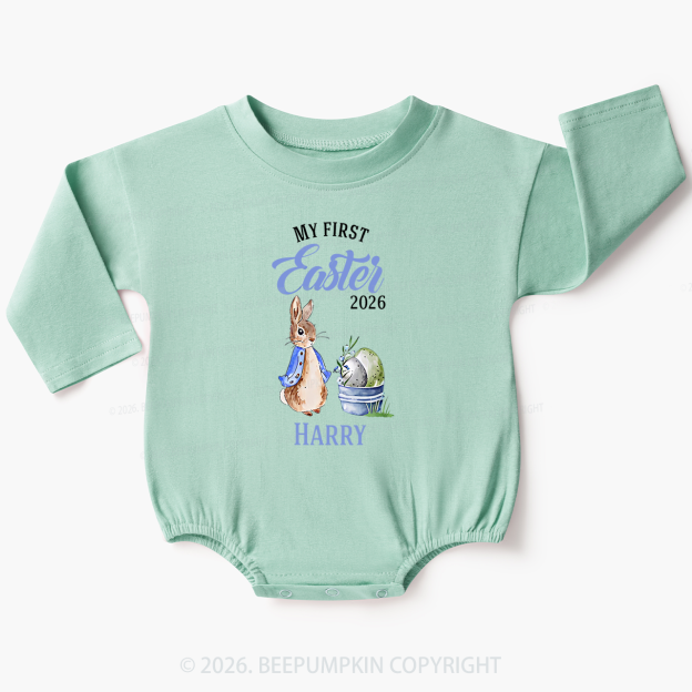 Personalized Little Bunny’s First Easter Baby Bubble Romper Baby Bubble Romper