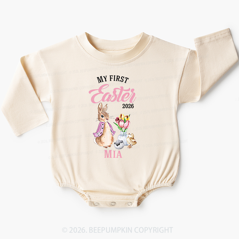 Personalized Little Pink Bunny’s First EasterBaby Bubble Romper