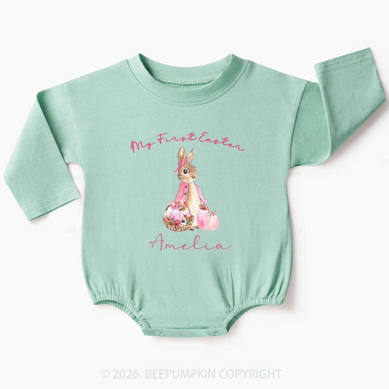 Personalized Hop Into My First Easter Baby Bubble Romper