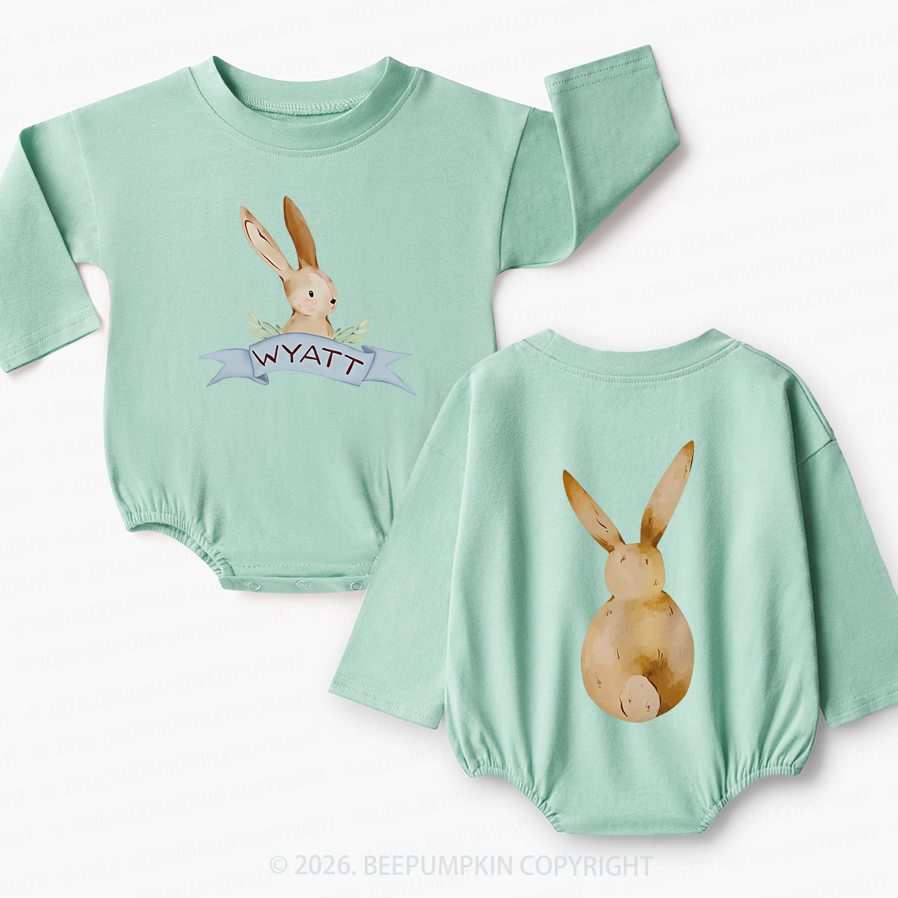 Personalized Peekaboo Bunny Baby Bubble Romper