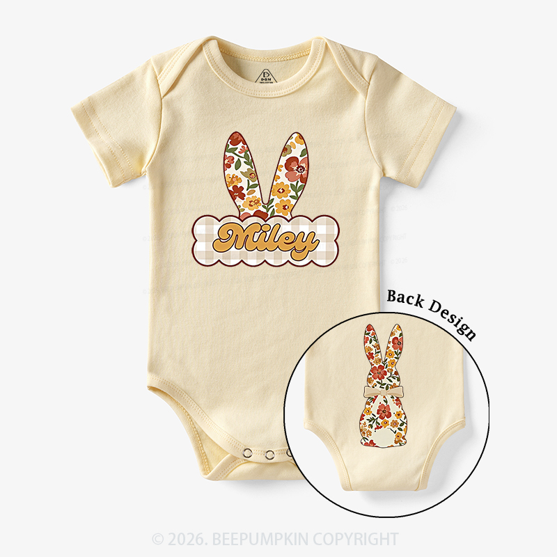 Personalized Vintage Floral Bunny Baby Bodysuit