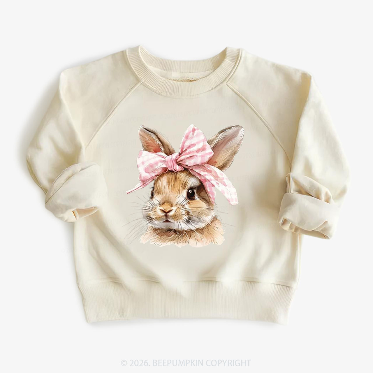 Cute Bunny with Bow Easter Kid's Sweatshirt