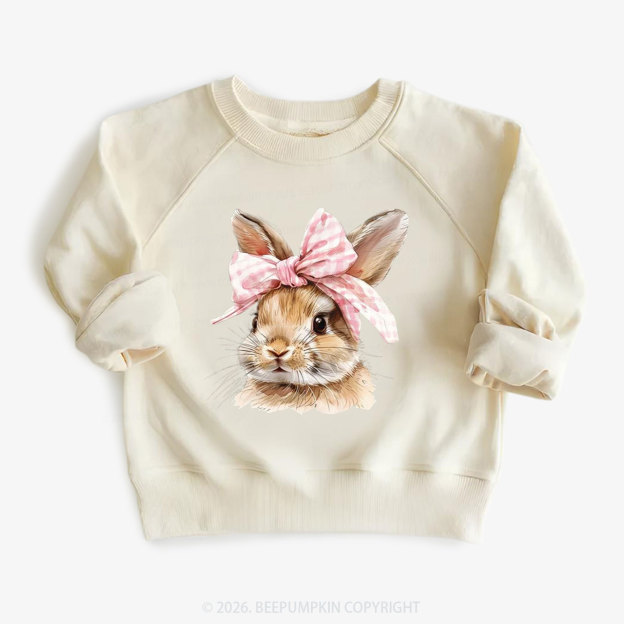 Cute Bunny with Bow Easter Kid's Sweatshirt
