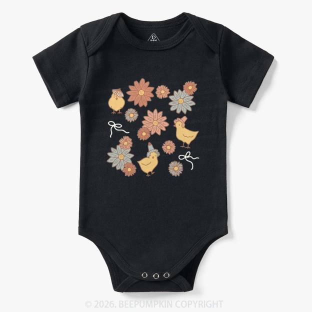 Farm Flower Chicks Baby Bodysuit