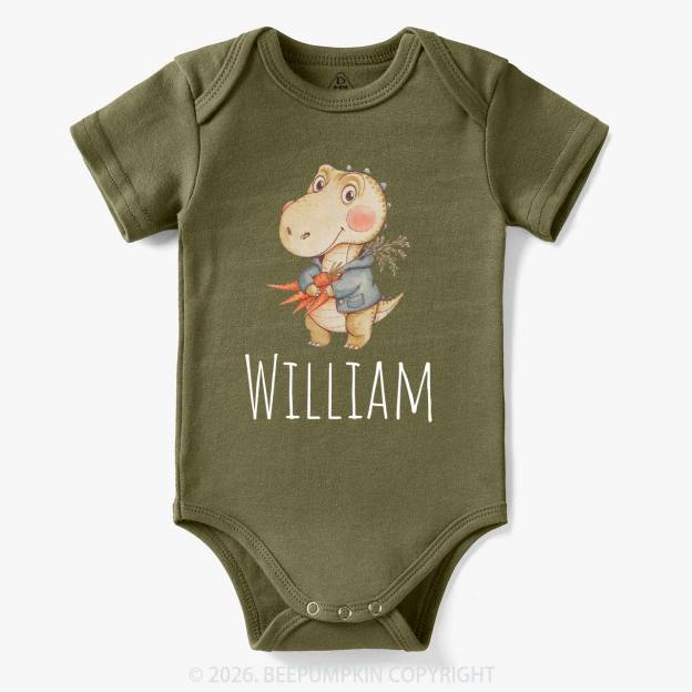 Personalized Watercolor Dino Friend Baby Bodysuit