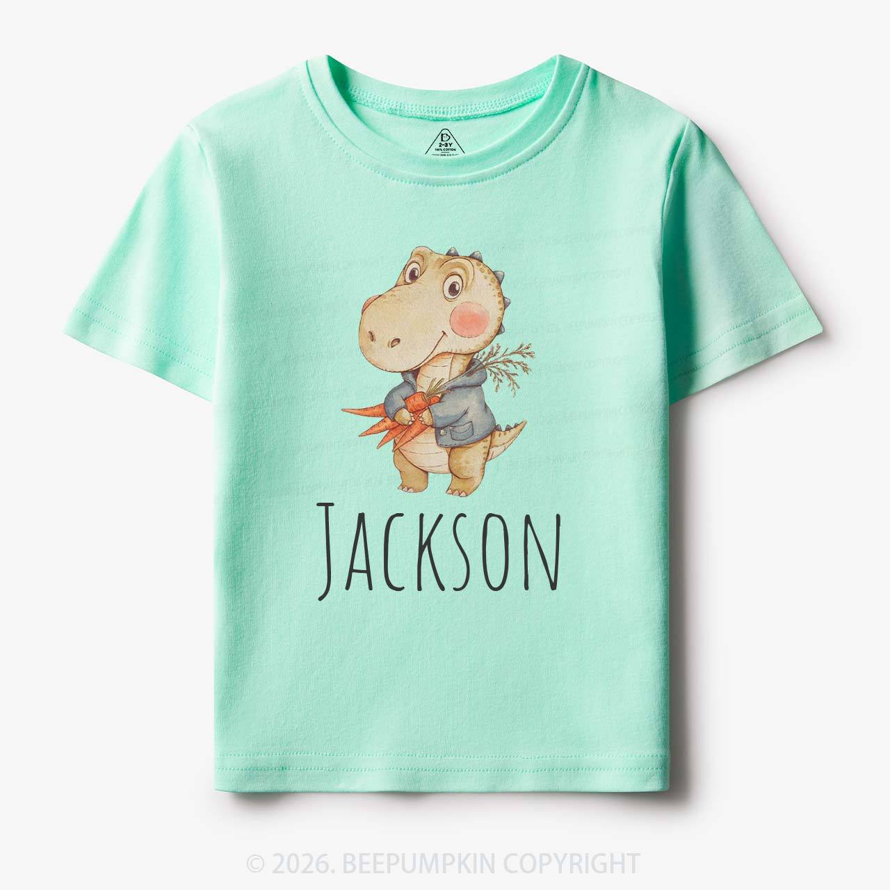 Personalized Watercolor Dino Friend Toddler&Kid's Tees