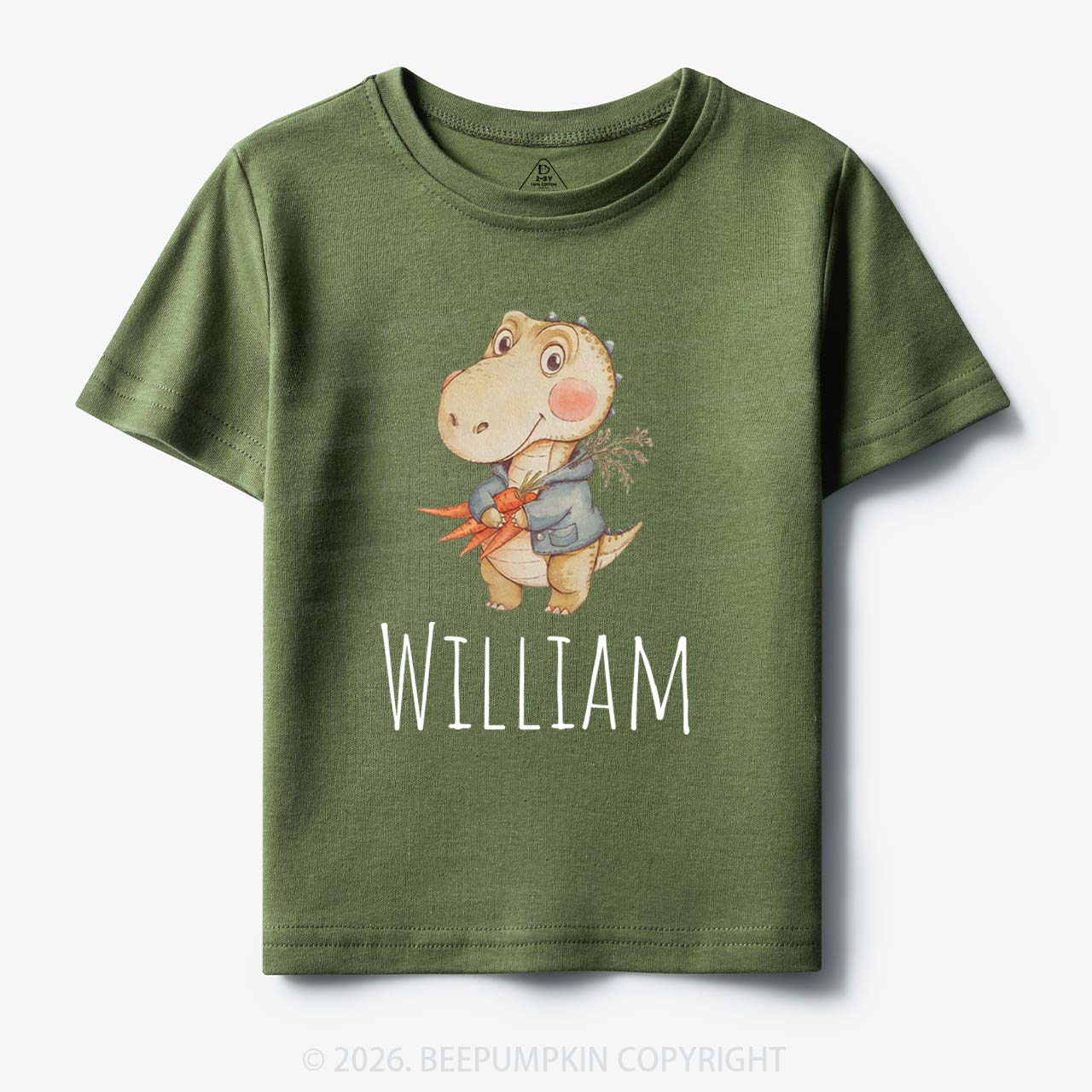 Personalized Watercolor Dino Friend Toddler&Kid's Tees
