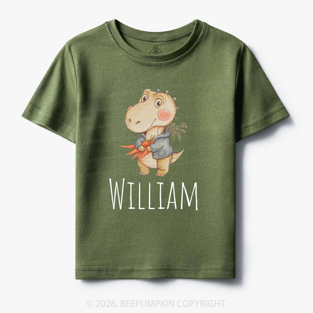 Personalized Watercolor Dino Friend Toddler&Kid's Tees