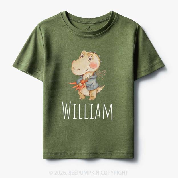 Personalized Watercolor Dino Friend Toddler&Kid's Tees