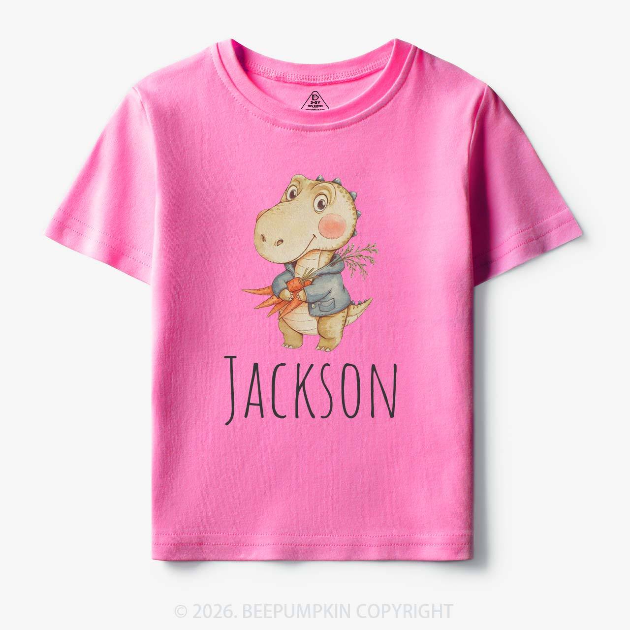 Personalized Watercolor Dino Friend Toddler&Kid's Tees