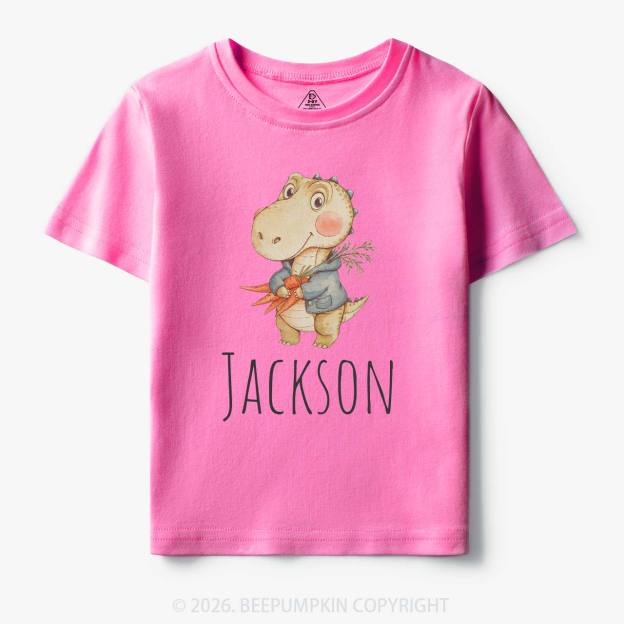 Personalized Watercolor Dino Friend Toddler&Kid's Tees