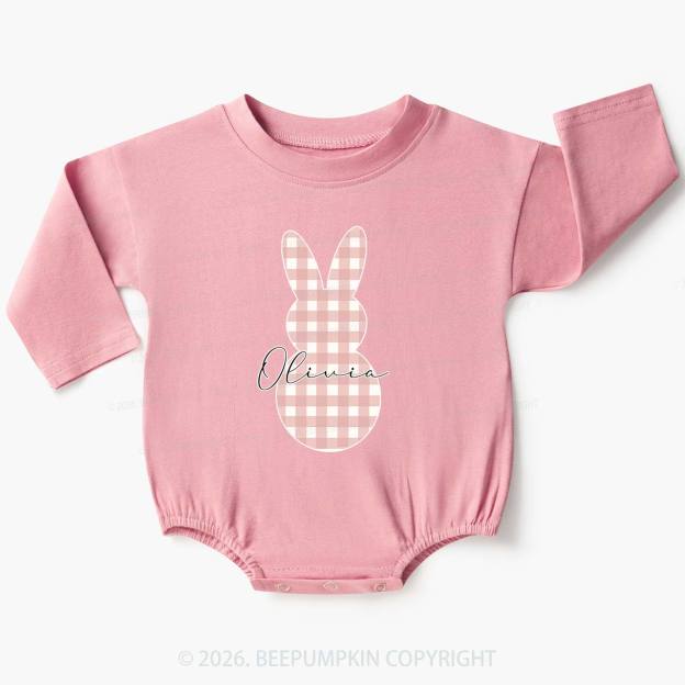 Personalised Easter Petit Gingham Bunny Baby Bubble Romper