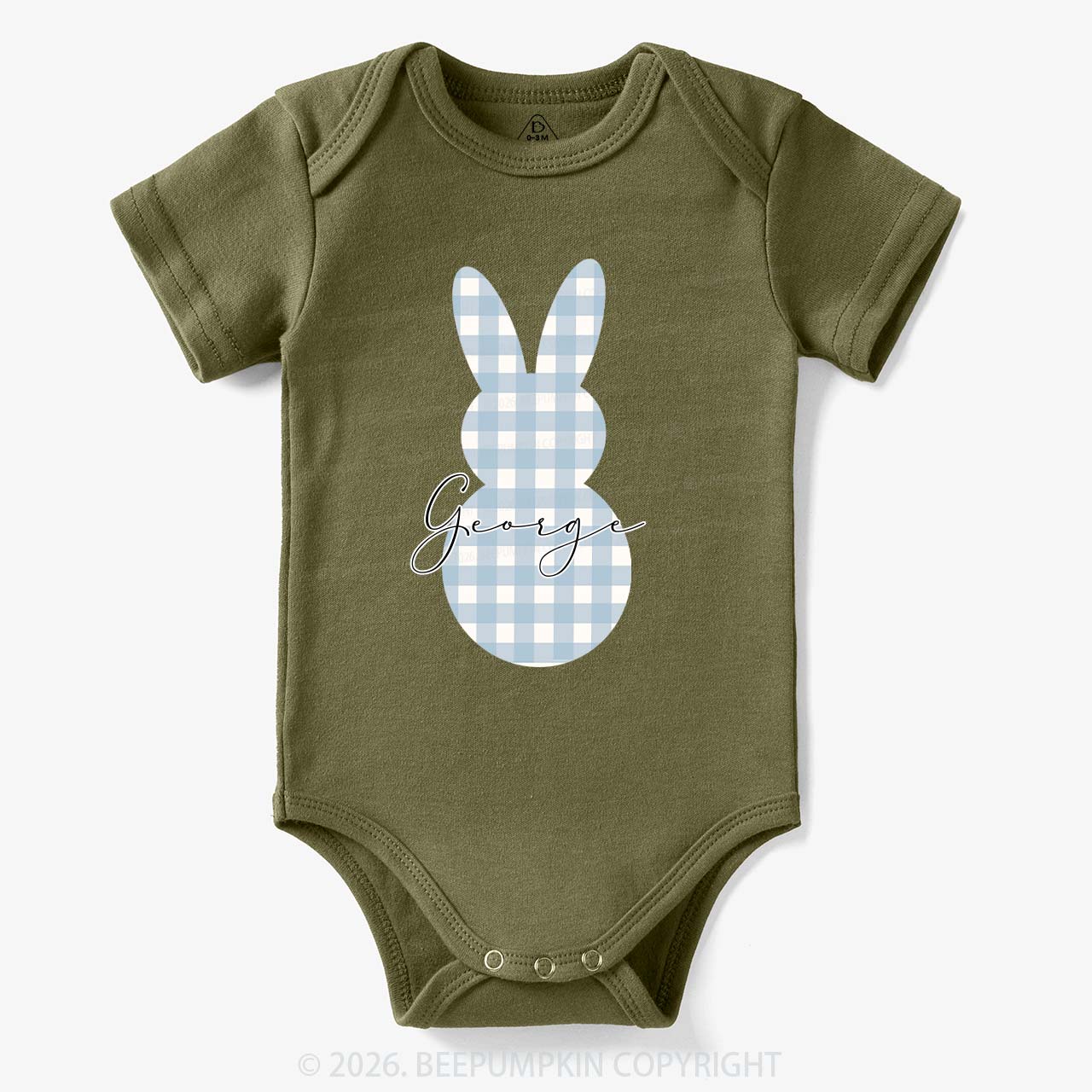 Personalised Easter Petit Gingham Bunny Bodysuit
