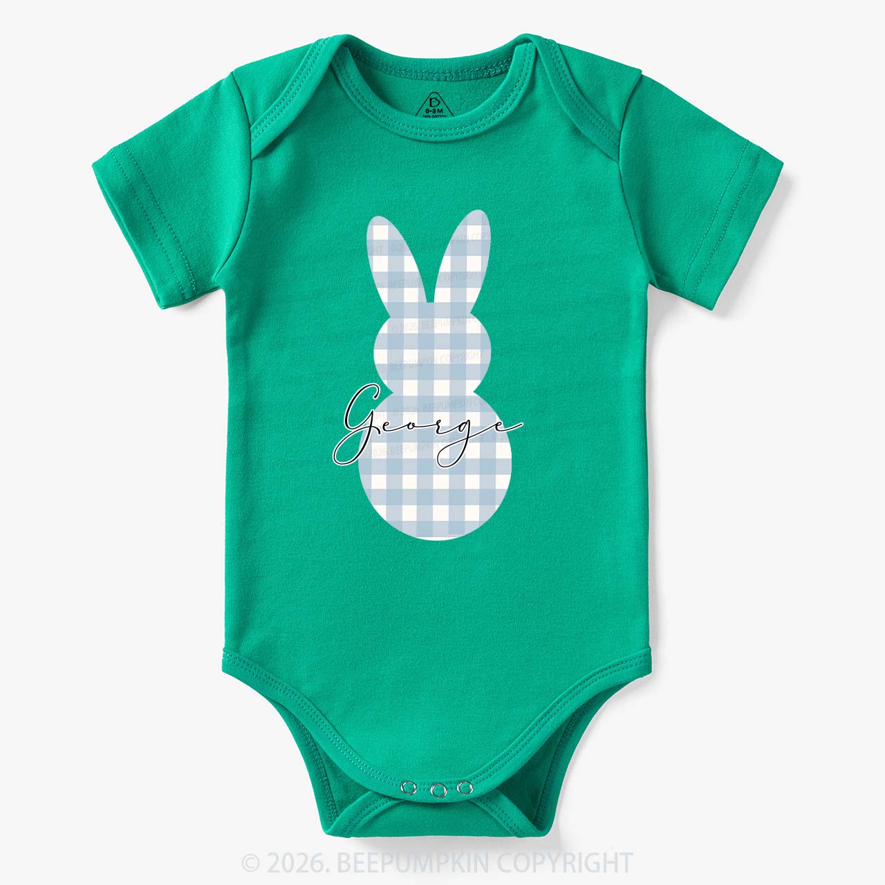 Personalised Easter Petit Gingham Bunny Bodysuit