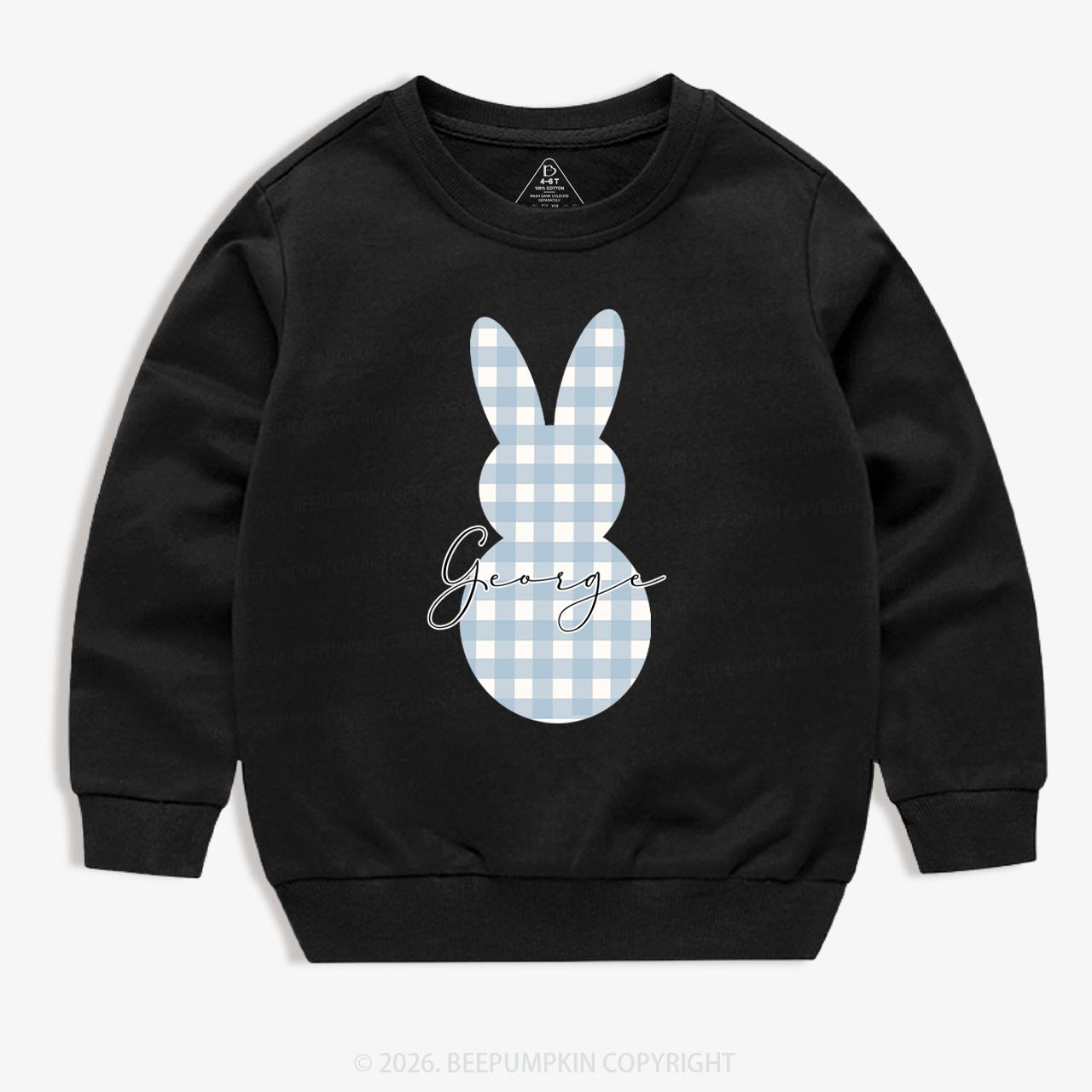 Personalised Easter Petit Gingham Bunny Kid's Sweatshirt