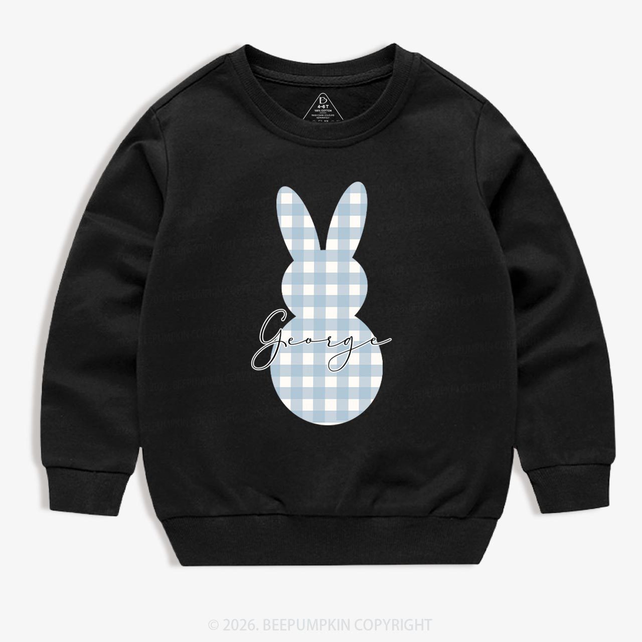 Personalised Easter Petit Gingham Bunny Kid's Sweatshirt