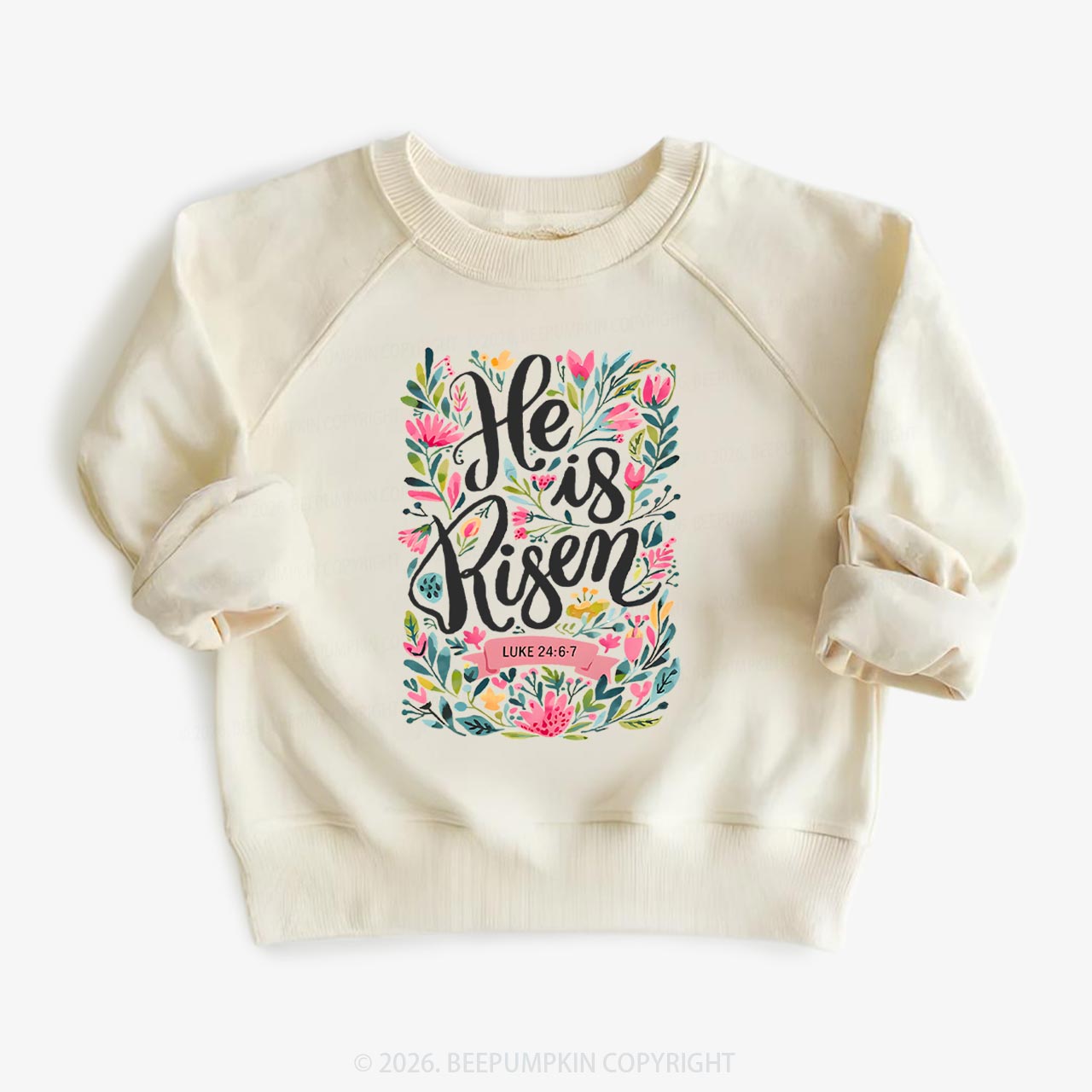 He is Risen Blooming Grace Easter Kid's Sweatshirt