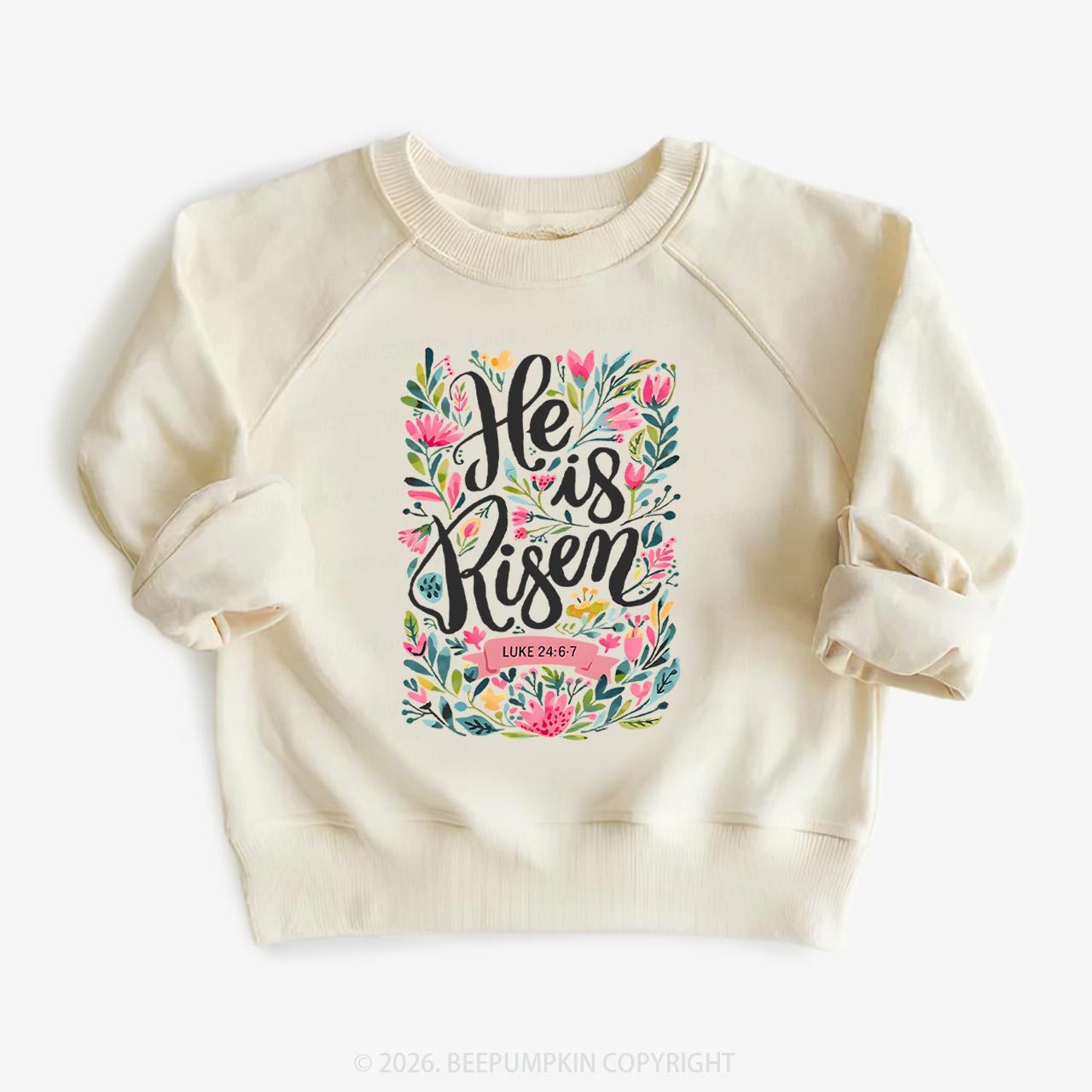 He is Risen Blooming Grace Easter Kid's Sweatshirt