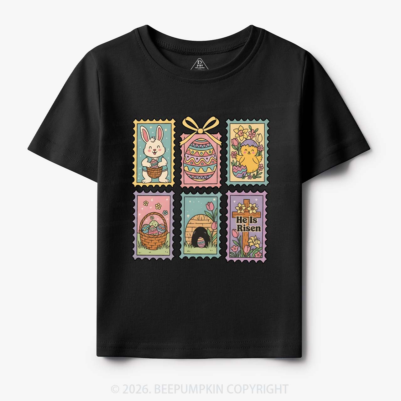 He Is Risen Easter Stamp Toddler&Kid's Tees