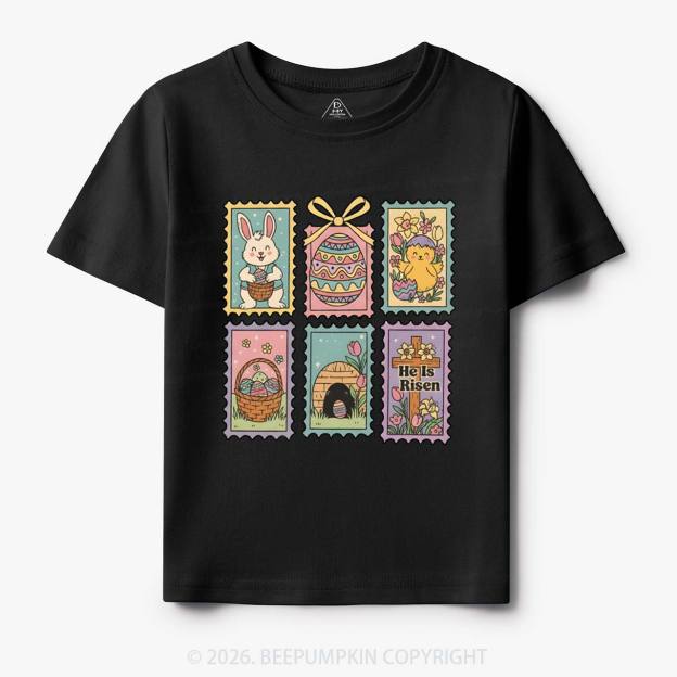 He Is Risen Easter Stamp Toddler&Kid's Tees