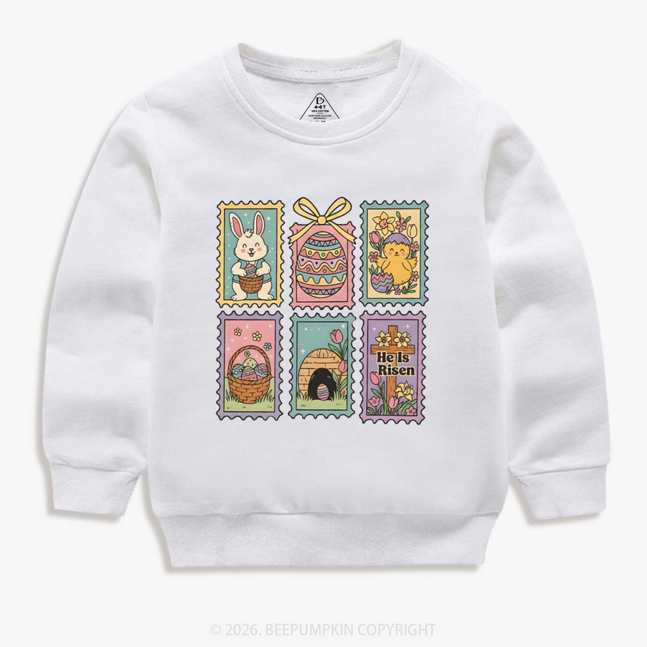 He Is Risen Easter Stam Kid's Sweatshirt