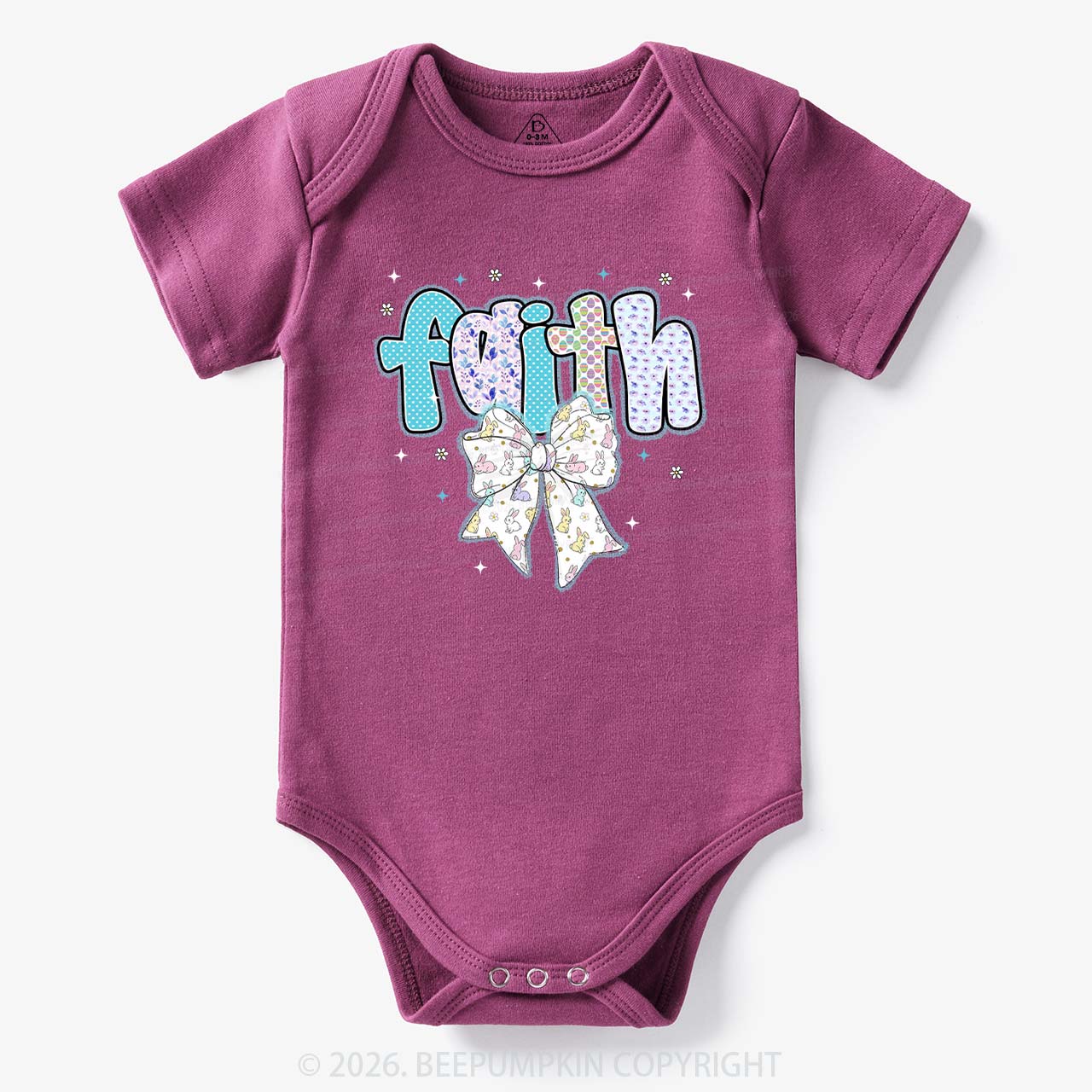 Blooming Faith Bunny Bow Baby Bodysuit