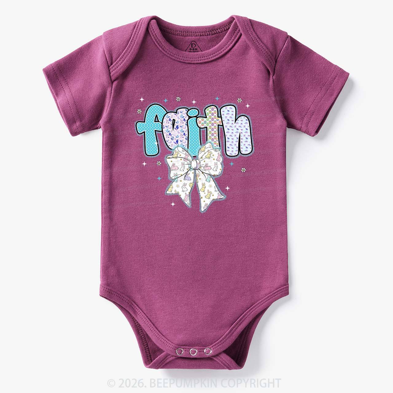 Blooming Faith Bunny Bow Baby Bodysuit