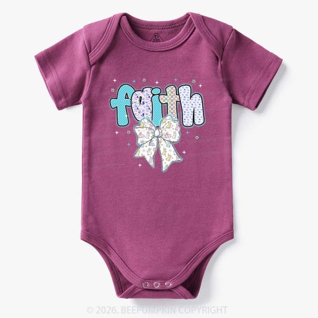 Blooming Faith Bunny Bow Baby Bodysuit