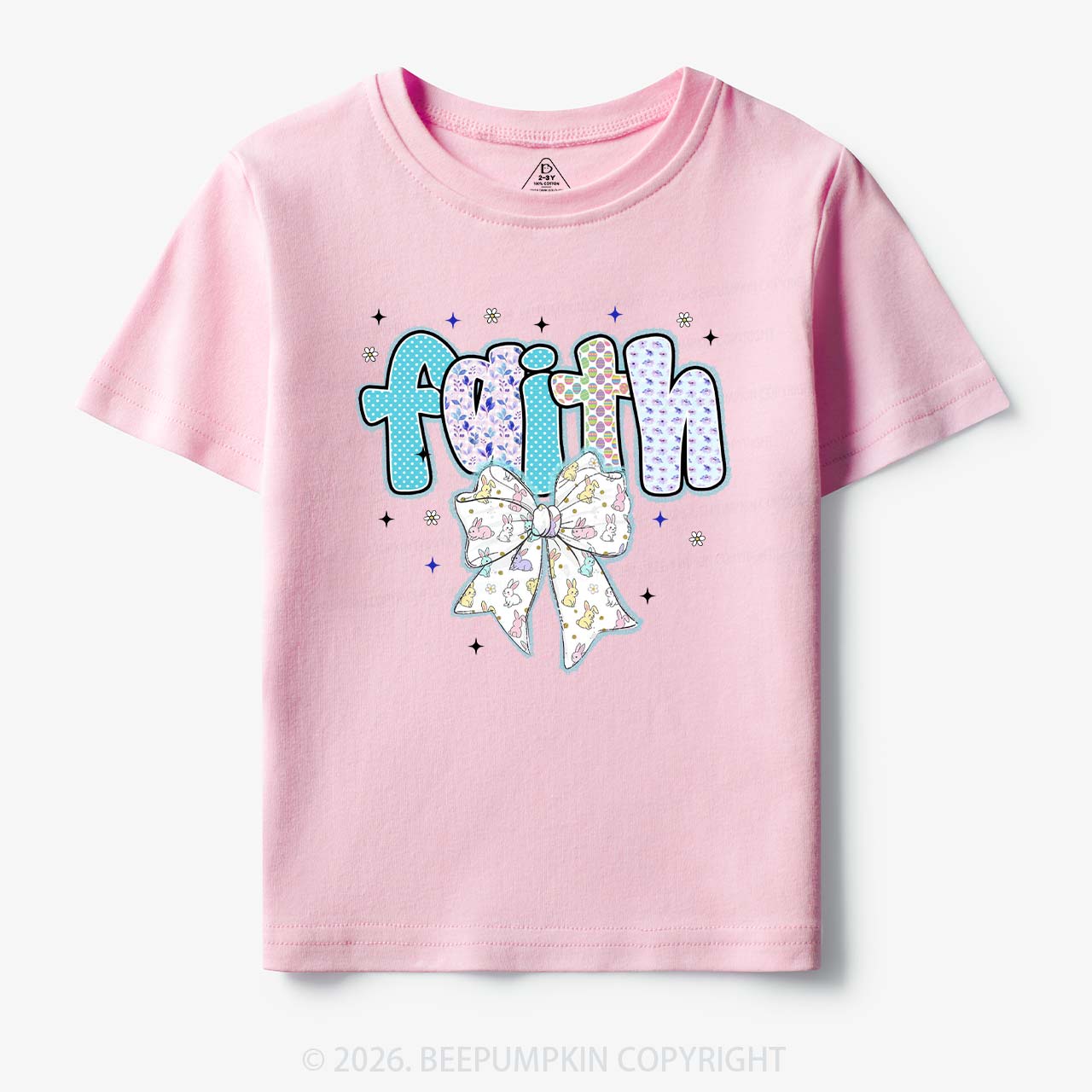 Blooming Faith Bunny Bow Toddler&Kid's Tees