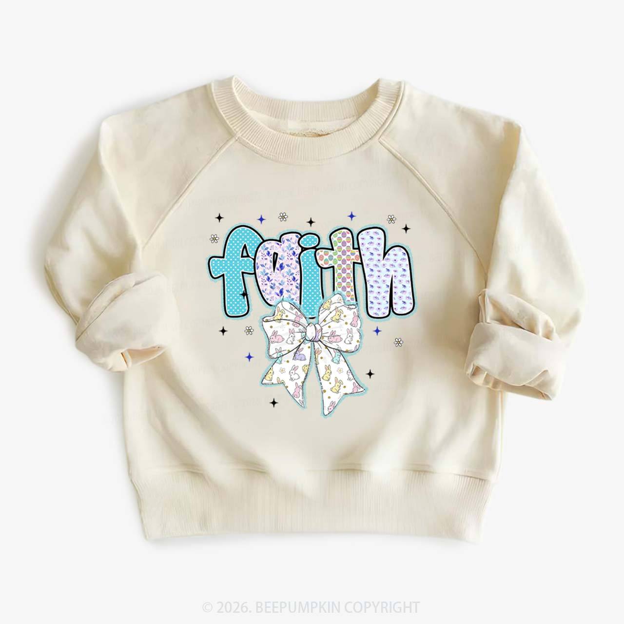 Blooming Faith Bunny Bow Kid's Sweatshirt