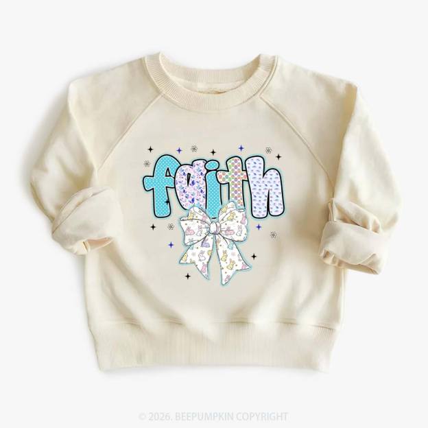 Blooming Faith Bunny Bow Kid's Sweatshirt
