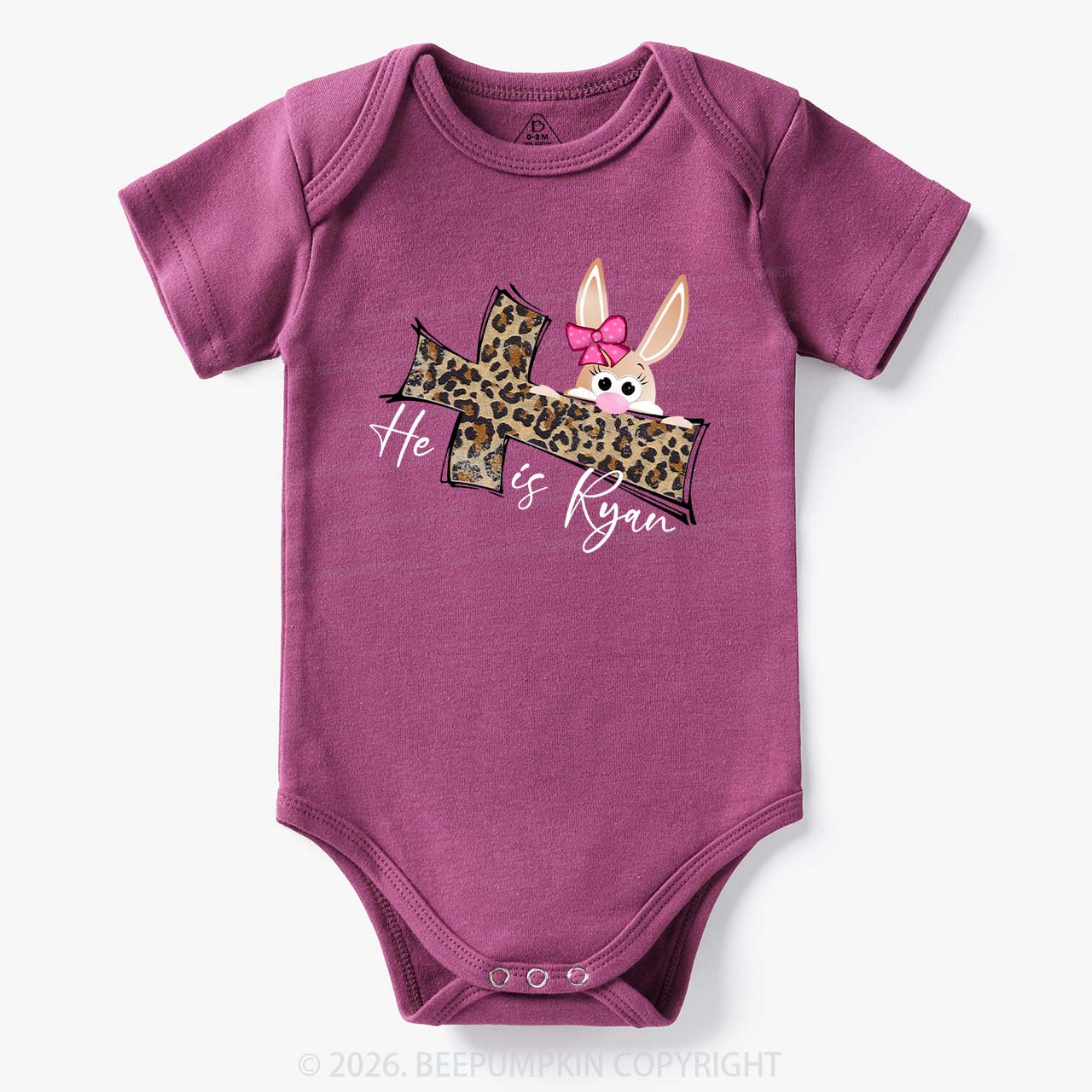 Faith Bunny & Leopard Cross Baby Bodysuit