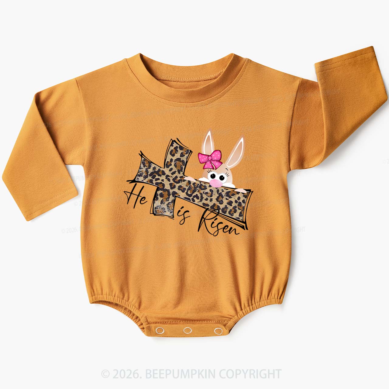 Faith Bunny & Leopard Cros Baby Bubble Romper