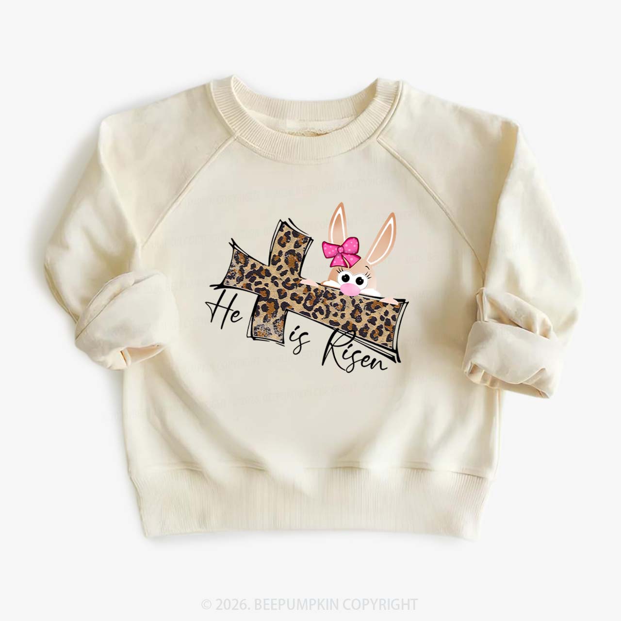 Faith Bunny & Leopard Cross Kid's Sweatshirt