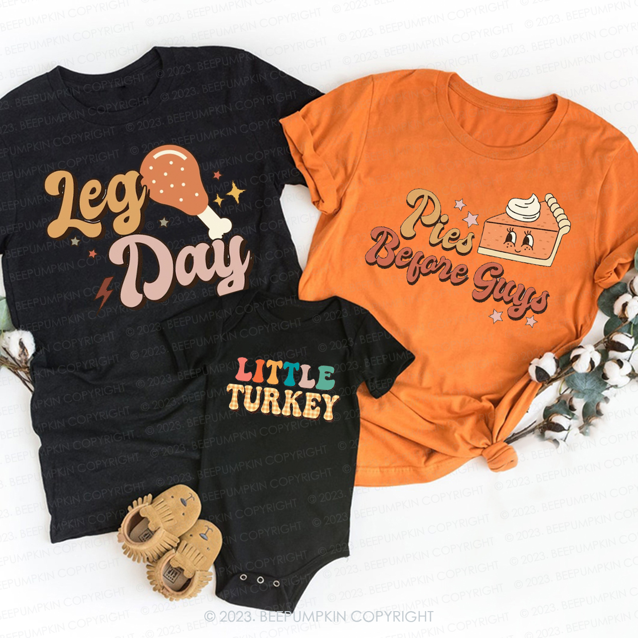 Thanksgiving Puns Best Friends Matching Family Shirts Beepumpkin