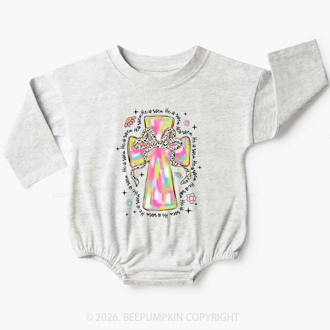 Pastel Easter Christian Baby Bubble Romper