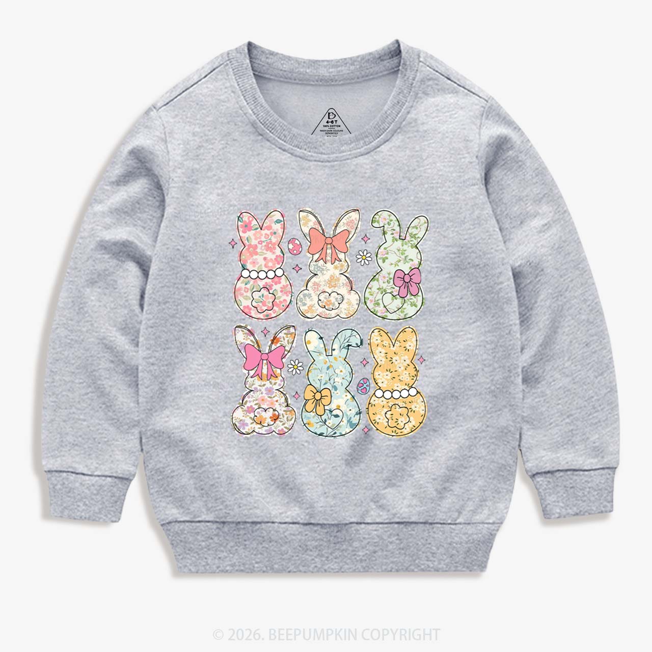 Vintage Spring Floral Bunny Bows Kid's Sweatshirt