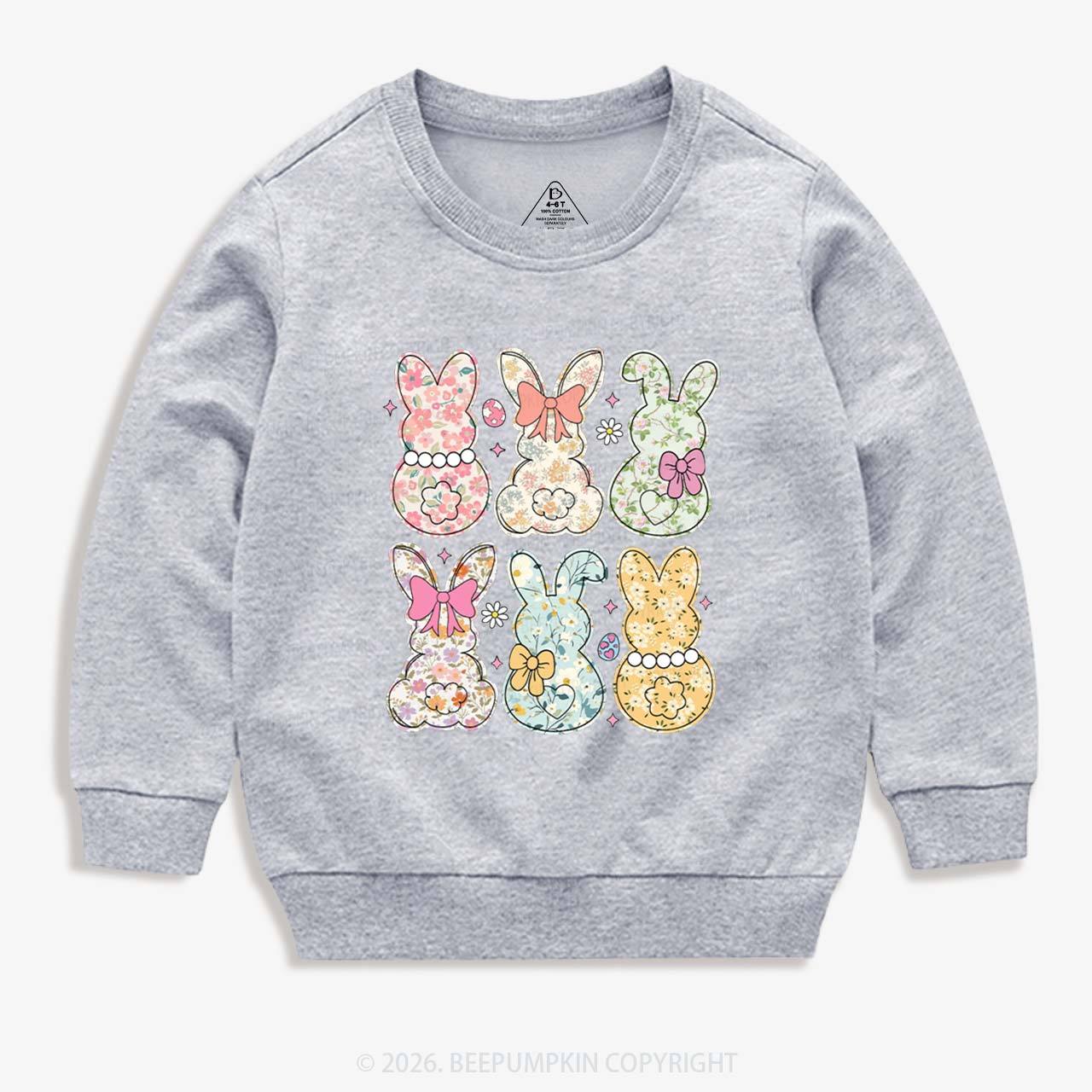 Vintage Spring Floral Bunny Bows Kid's Sweatshirt