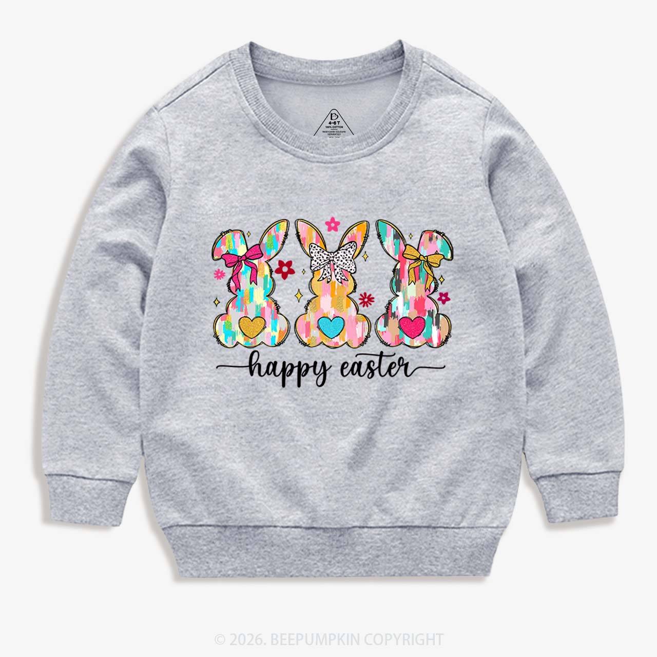 Pastel Brush Happy Bunnies Kid's Sweatshirt