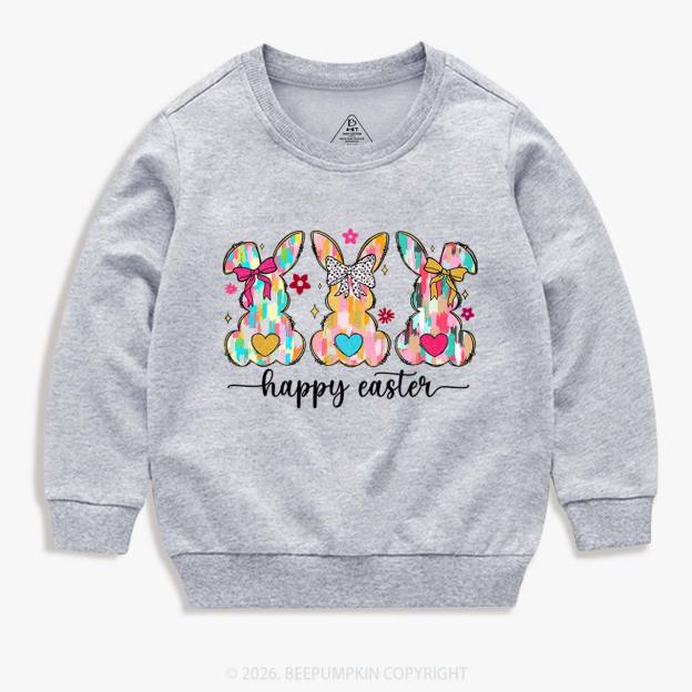 Pastel Brush Happy Bunnies Kid's Sweatshirt