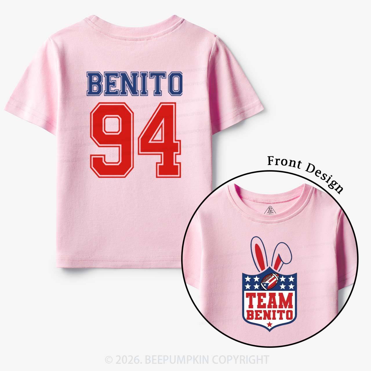 Personalized Vintage Benito Super Football Game Day Toddler&Kids Tees