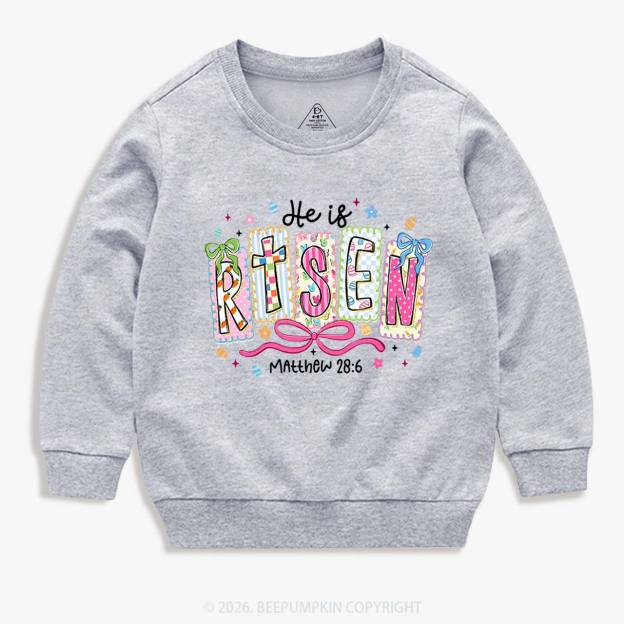 Easter Bow Lettering He Is Risen Kid's Sweatshirt