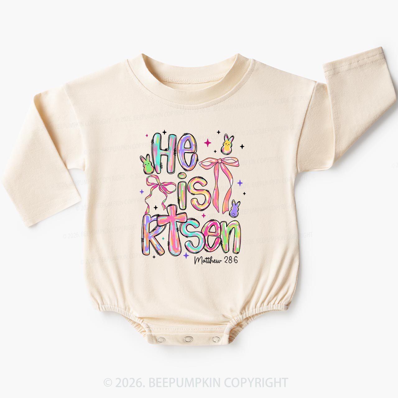 Risen In Color  Candy Bunny Baby Bubble Romper