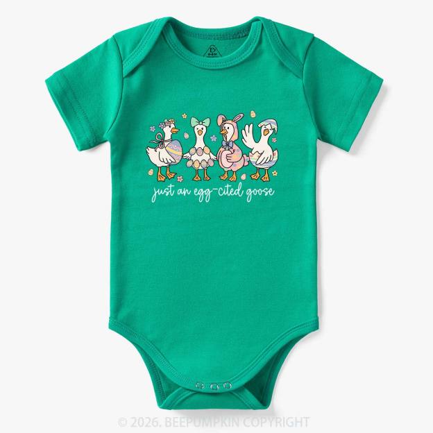 Just an Egg-cited Goose Happy Easter Baby Bodysuit