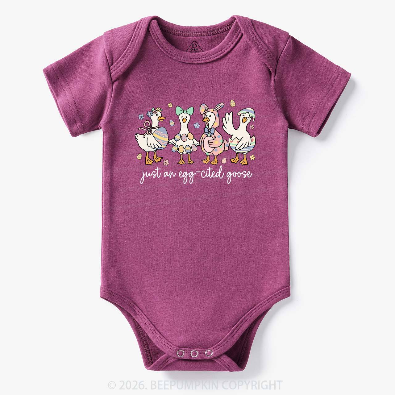 Just an Egg-cited Goose Happy Easter Baby Bodysuit