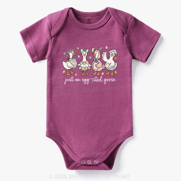 Just an Egg-cited Goose Happy Easter Baby Bodysuit