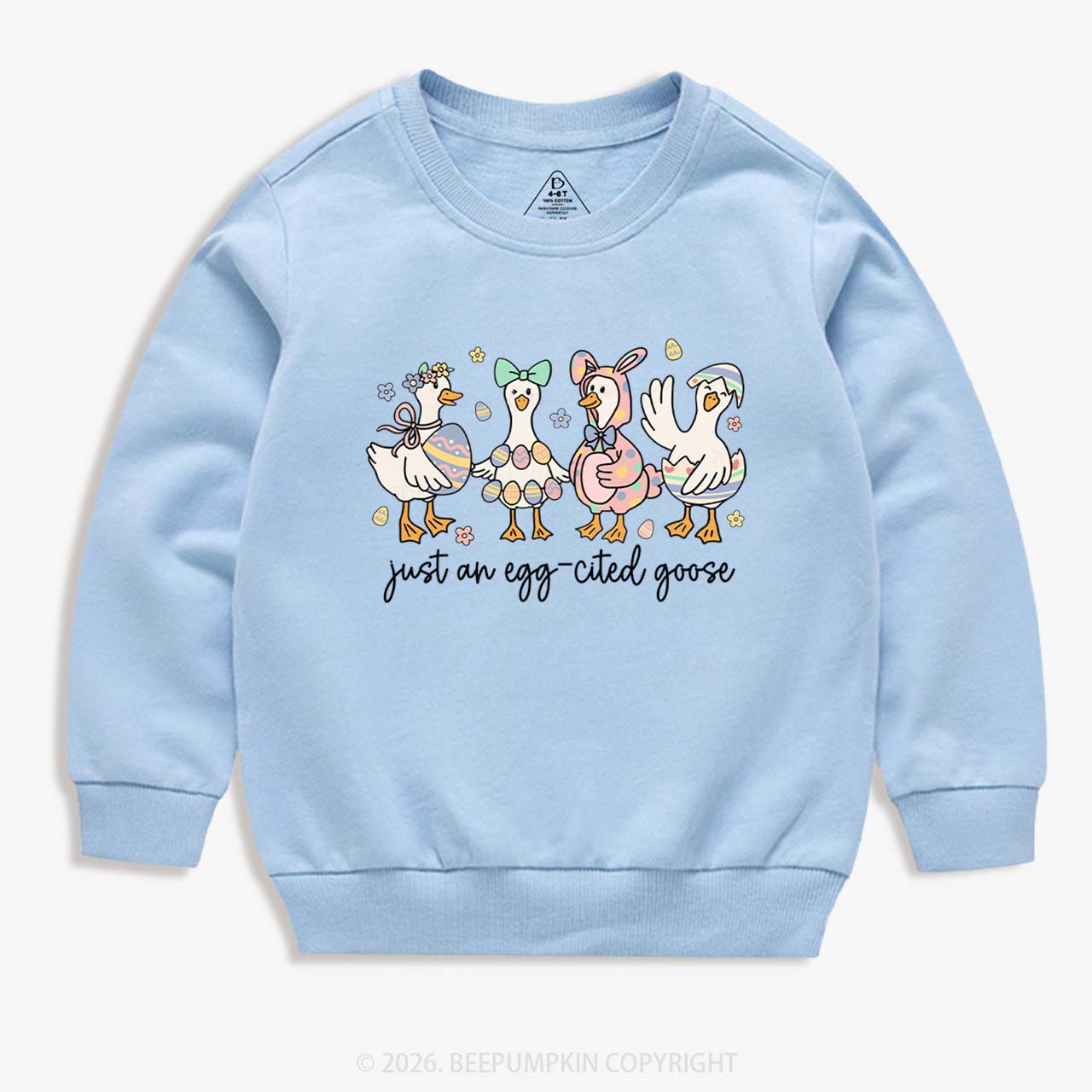Just an Egg-cited Goose Happy Easter Kid's Sweatshirt