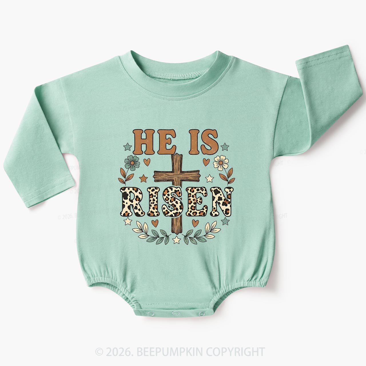 Wild Faith Leopard Cross Baby Bubble Romper