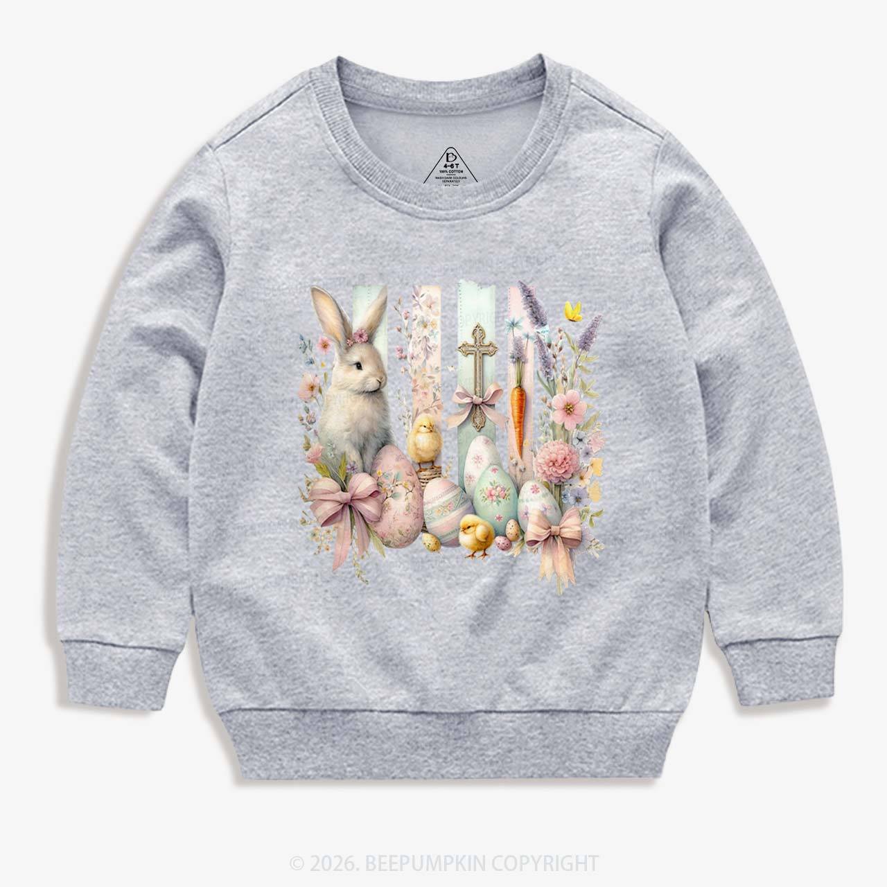 Springtime Faith Bunny Kid's Sweatshirt