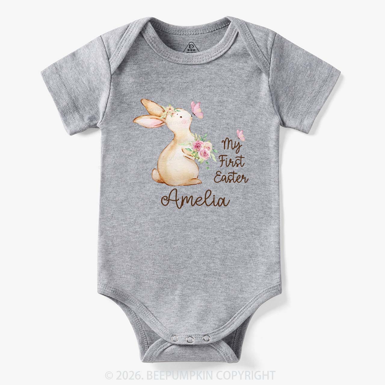 Personalized My First Easter Butterfly Kiss Bunny Baby Bodysuit